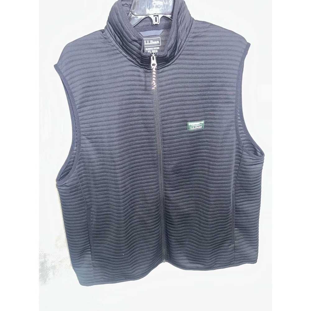 LL Bean Airlight Vest Mens Xl Black Slightly Fitted Full Zip Up